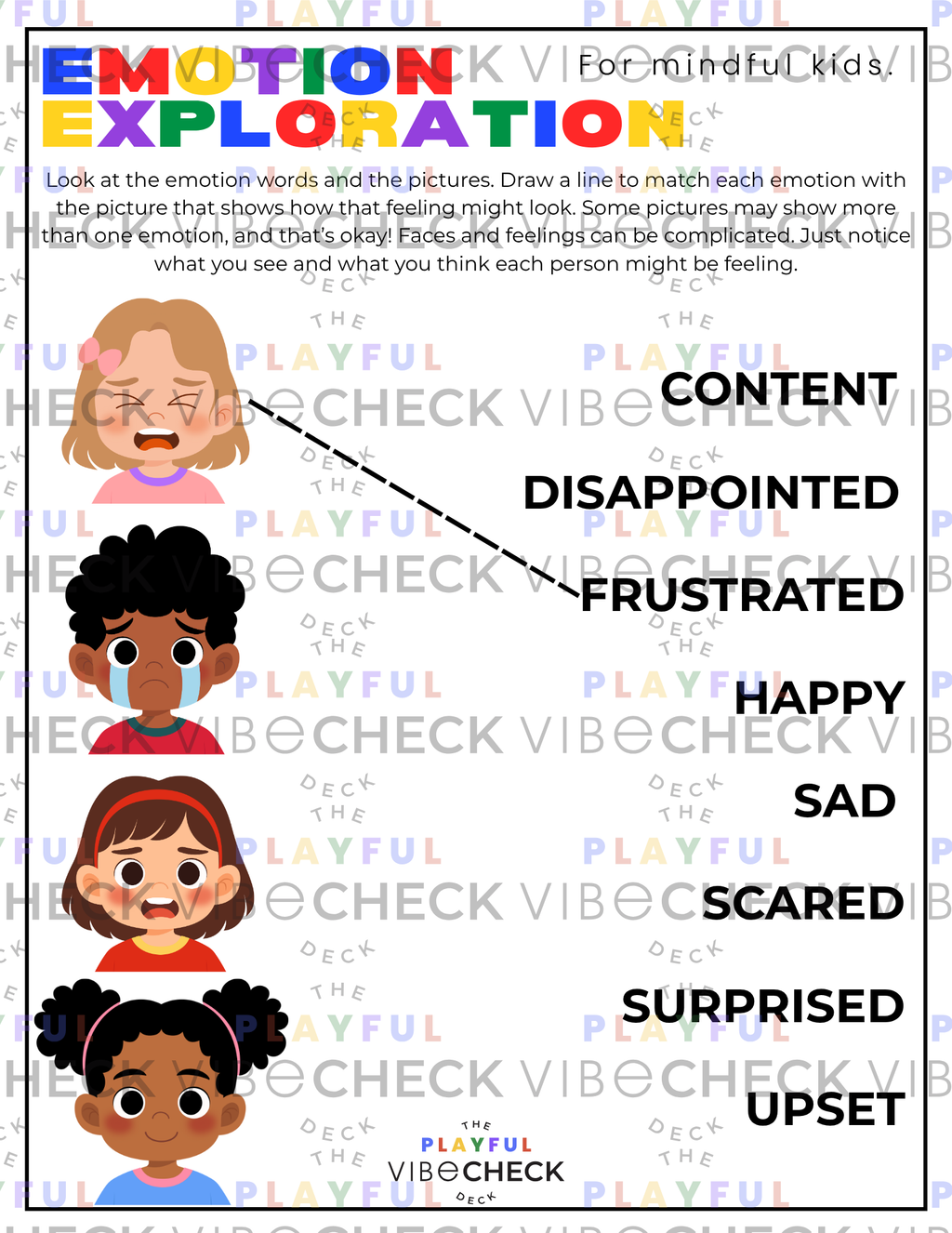 Printable PDF: Emotion Exploration (Matching Sheets)