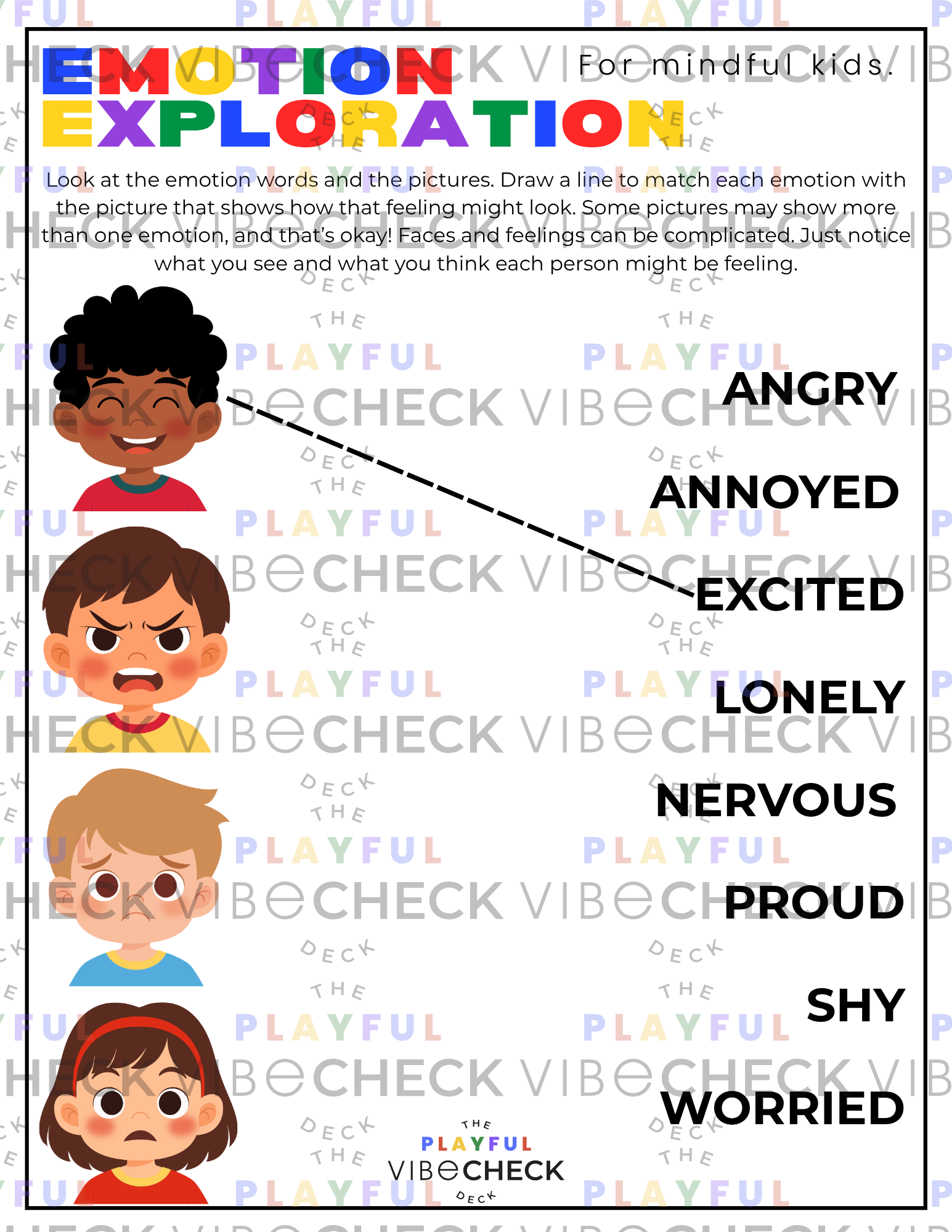 Printable PDF: Emotion Exploration (Matching Sheets)